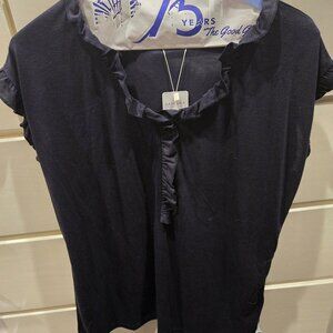 Lascana Navy Knit Top with Ruffles